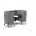 Tilly 2 person high back meeting booth with white table - elapse grey seat and back with late grey sofa body
