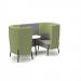 Tilly 2 person high back meeting booth with white table - forecast grey seat and back with endurance green sofa body