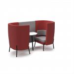 Tilly 2 person high back meeting booth with white table - forecast grey seat and back with extent red sofa body TY-B2H-FG-ER