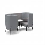 Tilly 2 person high back meeting booth with white table - forecast grey seat and back with late grey sofa body TY-B2H-FG-LG