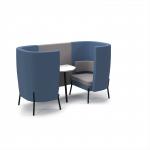 Tilly 2 person high back meeting booth with white table - forecast grey seat and back with range blue sofa body TY-B2H-FG-RB