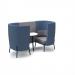 Tilly 2 person high back meeting booth with white table - forecast grey seat and back with range blue sofa body