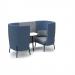 Tilly 2 person high back meeting booth with white table - late grey seat and back with range blue sofa body