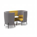Tilly 2 person high back meeting booth with white table - lifetime yellow seat and back with forecast grey sofa body TY-B2H-LY-FG
