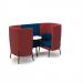 Tilly 2 person high back meeting booth with white table - maturity blue seat and back with extent red sofa body