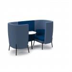 Tilly 2 person high back meeting booth with white table - maturity blue seat and back with range blue sofa body TY-B2H-MB-RB