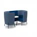 Tilly 2 person high back meeting booth with white table - maturity blue seat and back with range blue sofa body