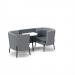 Tilly 2 person low back meeting booth with white table - elapse grey seat and back with late grey sofa body
