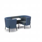 Tilly 2 person low back meeting booth with white table - elapse grey seat and back with range blue sofa body TY-B2L-EG-RB