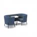 Tilly 2 person low back meeting booth with white table - elapse grey seat and back with range blue sofa body