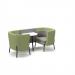 Tilly 2 person low back meeting booth with white table - forecast grey seat and back with endurance green sofa body