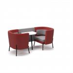 Tilly 2 person low back meeting booth with white table - forecast grey seat and back with extent red sofa body TY-B2L-FG-ER