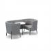 Tilly 2 person low back meeting booth with white table - forecast grey seat and back with late grey sofa body