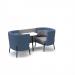 Tilly 2 person low back meeting booth with white table - forecast grey seat and back with range blue sofa body