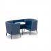 Tilly 2 person low back meeting booth with white table - maturity blue seat and back with range blue sofa body