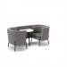 Tilly 2 person low back meeting booth with white table - present grey seat and back with forecast grey sofa body