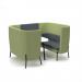 Tilly 4 person high back meeting booth with white table - elapse grey seat and back with endurance green sofa body