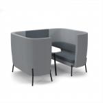 Tilly 4 person high back meeting booth with white table - elapse grey seat and back with late grey sofa body TY-B4H-EG-LG