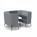 Tilly 4 person high back meeting booth with white table - elapse grey seat and back with late grey sofa body