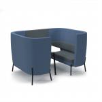 Tilly 4 person high back meeting booth with white table - elapse grey seat and back with range blue sofa body TY-B4H-EG-RB