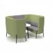 Tilly 4 person high back meeting booth with white table - forecast grey seat and back with endurance green sofa body
