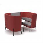 Tilly 4 person high back meeting booth with white table - forecast grey seat and back with extent red sofa body TY-B4H-FG-ER