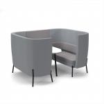 Tilly 4 person high back meeting booth with white table - forecast grey seat and back with late grey sofa body TY-B4H-FG-LG