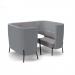 Tilly 4 person high back meeting booth with white table - forecast grey seat and back with late grey sofa body