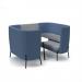 Tilly 4 person high back meeting booth with white table - late grey seat and back with range blue sofa body