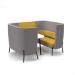Tilly 4 person high back meeting booth with white table - lifetime yellow seat and back with forecast grey sofa body