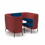 Tilly 4 person high back meeting booth with white table - maturity blue seat and back with extent red sofa body TY-B4H-MB-ER