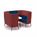 Tilly 4 person high back meeting booth with white table - maturity blue seat and back with extent red sofa body