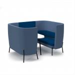 Tilly 4 person high back meeting booth with white table - maturity blue seat and back with range blue sofa body TY-B4H-MB-RB