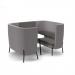 Tilly 4 person high back meeting booth with white table - present grey seat and back with forecast grey sofa body