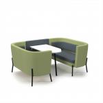 Tilly 4 person low back meeting booth with white table - elapse grey seat and back with endurance green sofa body TY-B4L-EG-EN