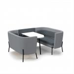 Tilly 4 person low back meeting booth with white table - elapse grey seat and back with late grey sofa body TY-B4L-EG-LG