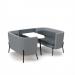 Tilly 4 person low back meeting booth with white table - elapse grey seat and back with late grey sofa body