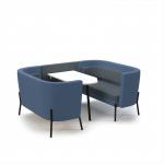 Tilly 4 person low back meeting booth with white table - elapse grey seat and back with range blue sofa body TY-B4L-EG-RB