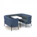 Tilly 4 person low back meeting booth with white table - elapse grey seat and back with range blue sofa body