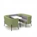 Tilly 4 person low back meeting booth with white table - forecast grey seat and back with endurance green sofa body
