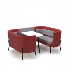 Tilly 4 person low back meeting booth with white table - forecast grey seat and back with extent red sofa body TY-B4L-FG-ER