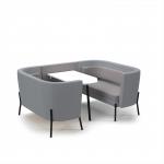 Tilly 4 person low back meeting booth with white table - forecast grey seat and back with late grey sofa body TY-B4L-FG-LG