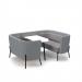Tilly 4 person low back meeting booth with white table - forecast grey seat and back with late grey sofa body