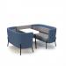 Tilly 4 person low back meeting booth with white table - forecast grey seat and back with range blue sofa body