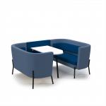 Tilly 4 person low back meeting booth with white table - maturity blue seat and back with range blue sofa body TY-B4L-MB-RB