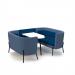 Tilly 4 person low back meeting booth with white table - maturity blue seat and back with range blue sofa body