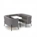Tilly 4 person low back meeting booth with white table - present grey seat and back with forecast grey sofa body