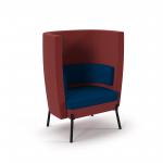 Tilly single seater high back sofa - maturity blue seat and back with extent red sofa body TY-HBS1-MB-ER