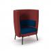 Tilly single seater high back sofa - maturity blue seat and back with extent red sofa body