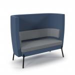 Tilly double seater high back sofa - late grey seat and back with range blue sofa body TY-HBS2-LG-RB